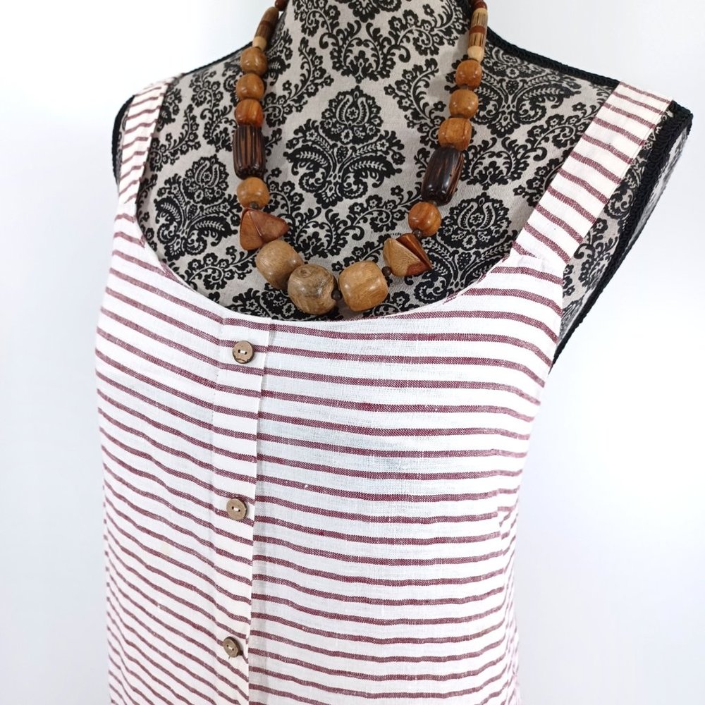 Artisan Ny Strap Shoulder Button Front Stripe Lin… - image 3